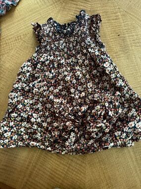 Pink Chicken Navy Floral Smocked Dress with Pink & White Blooms